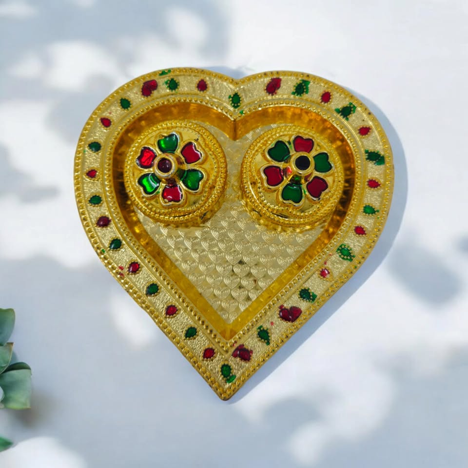 Acrylic Haldi Kum Kum Plate for Pooja and Return Gifts – Heart, Round, Oval, and Golden Variations