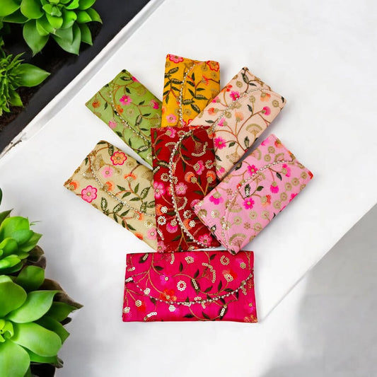 Urban Uphaar Embroidered Purse Return Gift for Women (Pack of 6, Multicolor)