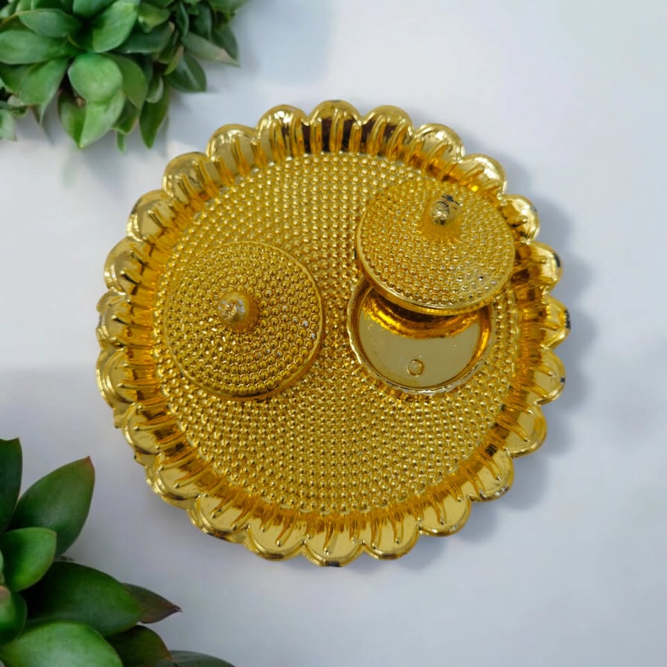 Acrylic Haldi Kum Kum Plate for Pooja and Return Gifts – Heart, Round, Oval, and Golden Variations